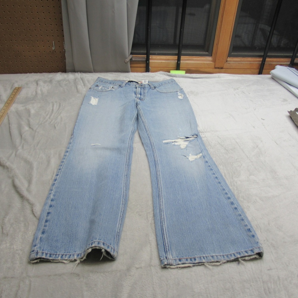 VTG Levi 527 Baggy Jeans 16R 29x28 Light Wash Distressed Flare Leg Boot Relaxed‎